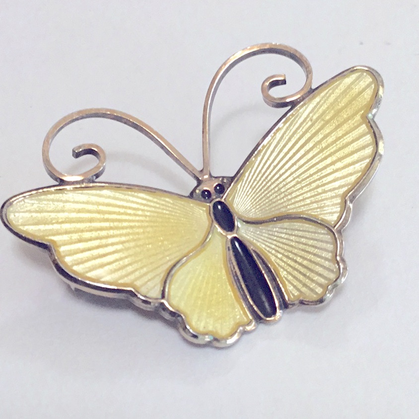 Enameled Butterfly Brooch By David Anderson Of Oslo, Norway
